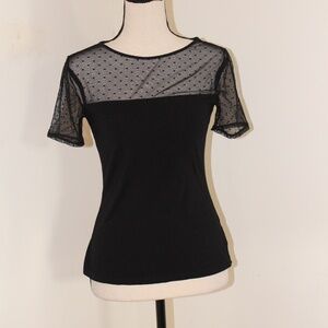 H&M, polkadot dot mesh short sleeve shirt